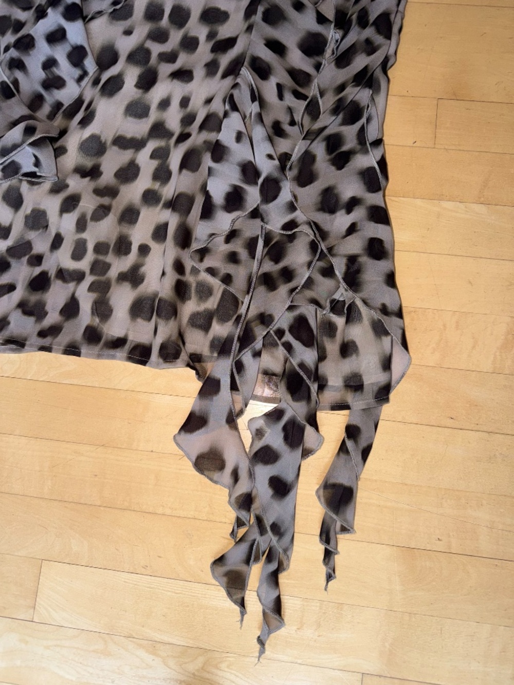 Sarah Hann by Anthropologie animal sheer ruffle dress, - Picture 4 of 6